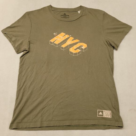 Adidas NYC Casual Crew Neck Short Sleeve Graphic T Shirt Mens Size M Olive - Picture 2 of 9